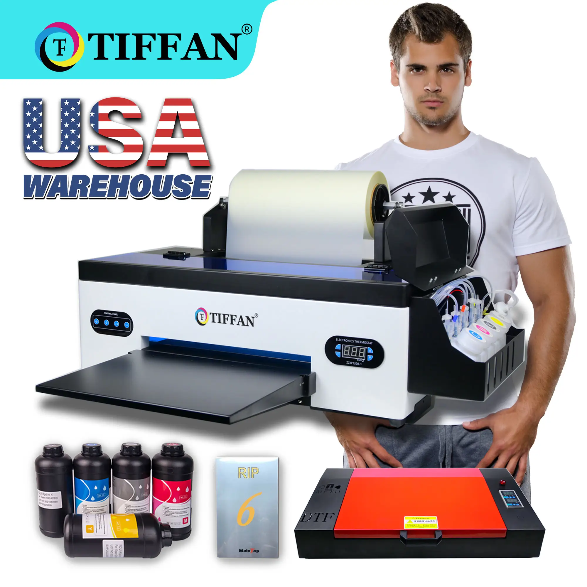 Dual L1800 XP600 A3 A3+ DTF Printer 30 33 cm Direct Transfer Film Printer With dtf Shaking Powder Machine for T-shirt