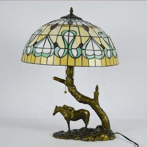 LongHuiJing Tiffany <b>Style</b> Double <b>Head</b> Coffee Table Lamp with 20" Diameter Heart Pattern Stained Glass Lampshade - Product Image 5