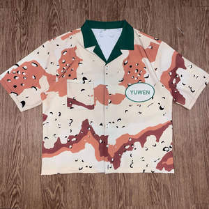 カスタム刺繍ロゴボタンメンズポロシャツカット縫いわずかにトリミングフィットキューバ襟付きシャツボックスワークシャツ男性用 - Product Image 2