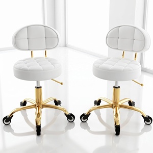 Tabouret <span class=keywords><strong>de</strong></span> <span class=keywords><strong>Salon</strong></span> Pivotant à Hauteur Réglable, Base Chromée <span class=keywords><strong>de</strong></span> Luxe, Chaise <span class=keywords><strong>de</strong></span> Bar à Roulettes avec Dossier pour <span class=keywords><strong>Salon</strong></span> – Vente en Gros Usine - Product Image 2