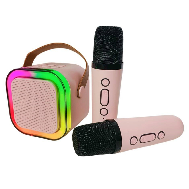 K12 Rechargeable Portable Mini With 2 Mic Christmas Gifts Kids Wireless Karaoke Blue Tooth Audio Speaker With Small Microphone