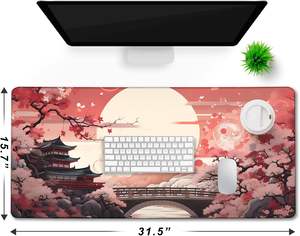 Grand tapis de souris de jeu japonais avec bords cousus 30*80cm, base en caoutchouc antidérapante et imperméable, pour ordinateur <span class=keywords><strong>portable</strong></span> et bureau, design coucher de soleil - Product Image 6