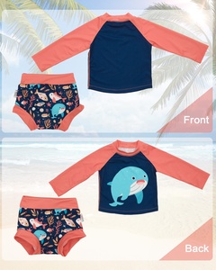 Pakaian Renang Lengan Panjang UPF50+ untuk Bayi Desain Fashion Baju Renang OEM ODM Set Pakaian Renang Anak Perempuan Laki-laki Baju Renang 2 Potong untuk Berenang 0-3 Tahun - Product Image 4