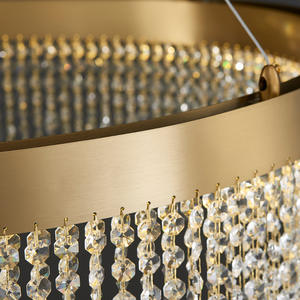 Lustre moderne en cristal doré rond, lampe décorative de plafond pour salon, chambre à coucher, métal, grand lustre nordique de luxe à LED - Product Image 6