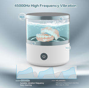 เครื่องทำความสะอาดอัลตราโซนิกแบบ UV สำหรับเครื่องมือจัดฟันและรีเทนเนอร์ ใช้ในครัวเรือน ตัวเครื่องทรงกระบอกใส ความถี่ 45kHz ความจุ 180 มล. - Product Image 4