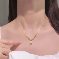 Collier pendentif perle en argent sterling S925 avec chaîne à maillons en moissanite, bijoux de luxe légers pour femme, parure de bijoux en pierres précieuses