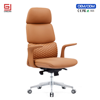 Chaise de bureau de direction inclinable de luxe avec roulettes, dossier haut, pivotante, en cuir, pour manager, PDG, bureau d'ordinateur