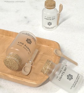 Botella vacía de plástico ABS con tapa de corcho, esmerilada, transparente, redonda, cuchara de madera para <span class=keywords><strong>polvo</strong></span> cosmético de sal de baño, 200g - Product Image 5