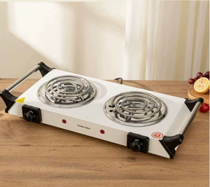 Kompor listrik dua pelat, kompor 2 pembakar Stainless Steel, koil pemanas 2000W kontrol suhu untuk Penggunaan dapur rumah tangga - Product Image 2