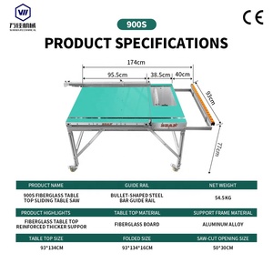 Scie à table coulissante WANJIA 900S avec plateau <span class=keywords><strong>en</strong></span> fibre de verre, <span class=keywords><strong>pliable</strong></span> et portable, pour la découpe du <span class=keywords><strong>bois</strong></span> et la fabrication d'armoires, certifiée CE - Product Image 5