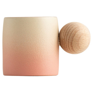 Tazza <span class=keywords><strong>da</strong></span> tè in ceramica grezza mini, carina, con manico in legno, stile giapponese, design vintage di lusso leggero, squisito regalo per il tè pomeridiano - Product Image 5