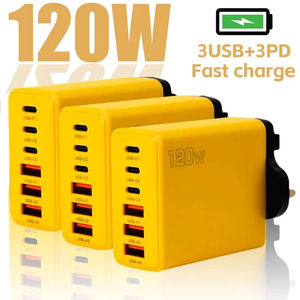 <span class=keywords><strong>Cargador</strong></span> USB <span class=keywords><strong>de</strong></span> 120W con Carga Rápida Tipo 3PD+3USB, Adaptador para Teléfono Móvil con Enchufe EU/US/UK, Cargadores Rápidos para iPhone 16 15 Samsung <span class=keywords><strong>Xiaomi</strong></span> - Product Image 2