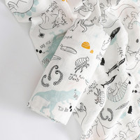 Mousseline Gaas Handdoek Bamboe Katoenen Badhanddoek Pasgeboren Baby Inbakeren Gaas Deken Geboeid Babytas Anti-Huisstofmijt Cartoon