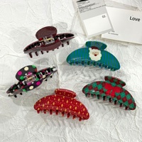 Nouvelle Pince à Cheveux Grande en Plastique Faite à la Main pour Noël, Motif Plaid et Pois, Ours, Bonhomme de Neige, Nœud, pour Chignons et Coiffures Arrière de la Tête pour Femmes