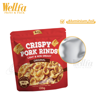 Sachet Doypack Personnalisé avec Logo, en Feuille d'Aluminium, Refermable à Fermeture Éclair, pour Snacks, Emballage Alimentaire, pour Croustilles de Porc, Pochette Autoportante avec Fenêtre