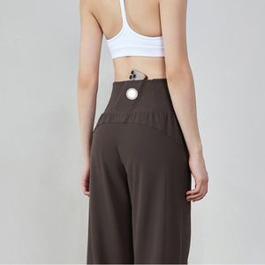 Summer Outer Wear for Work & Casual Sports <span class=keywords><strong>Nuls</strong></span> Pantalon de yoga à taille haute et jambes larges <span class=keywords><strong>pour</strong></span> femmes Design droit et ample - Product Image 3