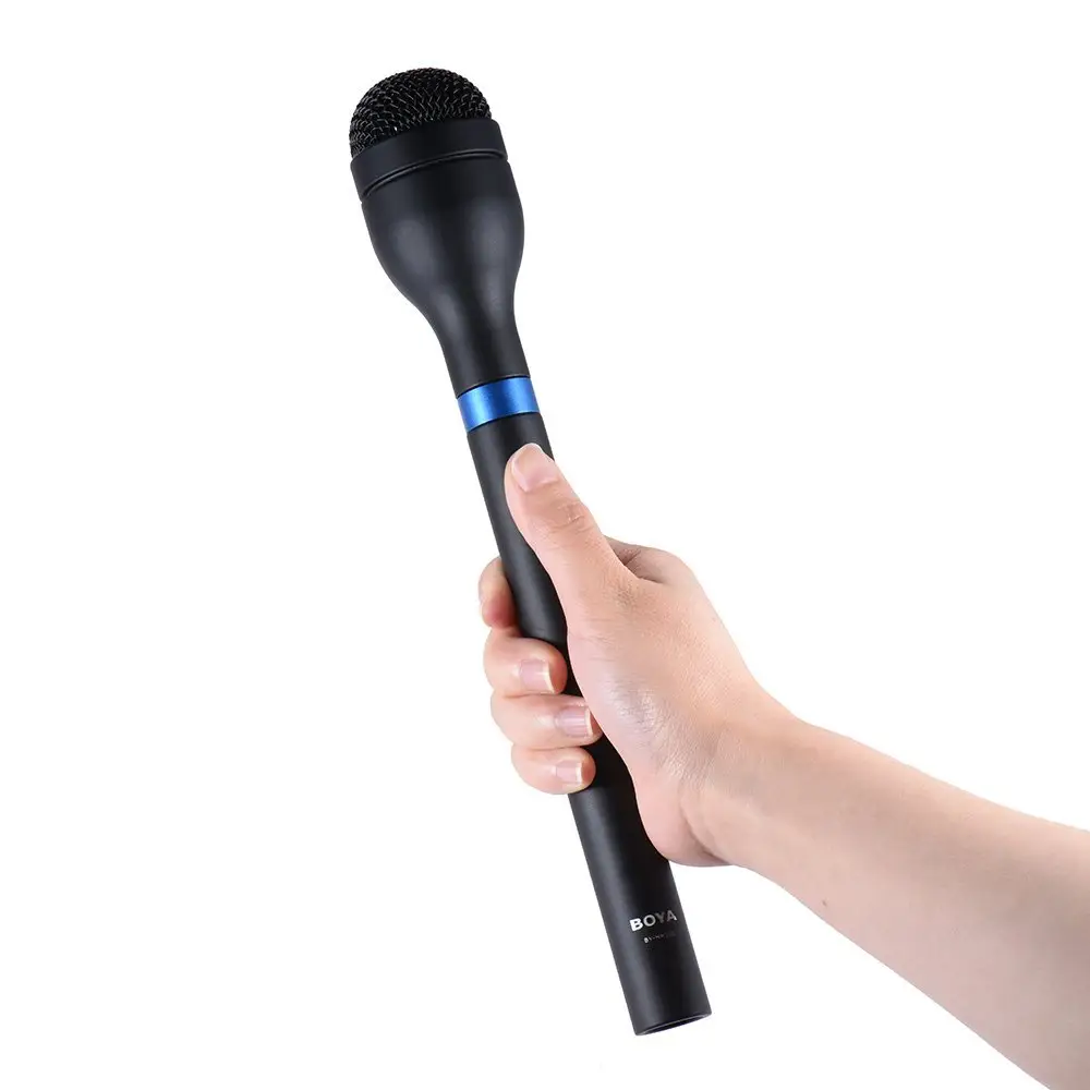 BOYA BY-HM100 Mikrofon XLR Genggam Omni Directional, Mikrofon Panjang Genggam untuk Wawancara dan Laporan