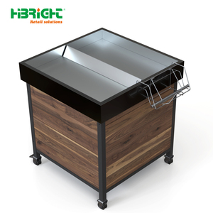 Highbright <b>Wood</b> Veneer Base Mobile Stainless Steel Produce Display Cart Solution for Supermarket - Product Image 2
