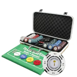 300pcs 14g Monte Carol Poker Chip Set with Black or Sliver Aluminum Case/Casino Poker Set
