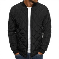 Veste d'hiver chaude pour homme, style punk, taille européenne, en polyester matelassé, avec coutures matelassées en losanges et fermeture éclair épaissie