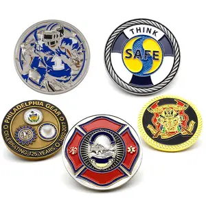 Navy Challenge Coins High Quality Bulk Cheap Customize Blank Metal Double Sided 3D Logo Enamel Motivational Sports Firefighter Custom Challenge Coin