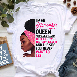 Drop Ship Streetwear stampa personalizzata grafica African Black Girl History Month Plus Size Tees magliette femminili melanina top da donna - Product Image 6