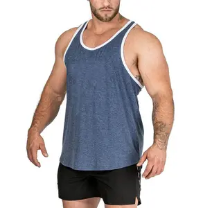 2024 grosir pria cepat kering Gym tanpa lengan Tank top bernapas Spandex/katun Sporty Crew Neck