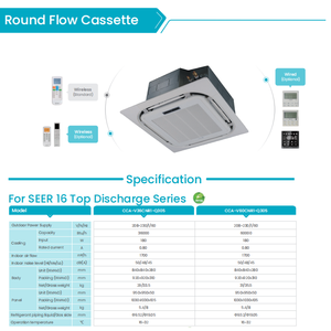 Climatiseur Cassette Split <span class=keywords><strong>Inverter</strong></span> TX 16 SEER 60 Hz Refroidissement Uniquement R410A 36000 <span class=keywords><strong>BTU</strong></span> 3 Tonnes 5 Tonnes 60000 <span class=keywords><strong>BTU</strong></span> - Product Image 5
