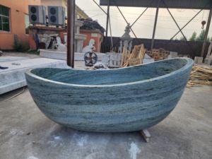 Luxury Custom-made Modern Oval Bathtubs Exclusive Verde Alpi Dark Green Marble Freestanding Soaking Bathroom Vila Hotel Home - Product Image 4