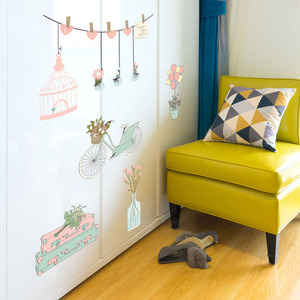 Pegatina de Pared con Diseño de Carrito de Flores Frescas Rosadas, PVC Impermeable 50X70, Decoración para el Hogar, Decoración para Habitación de Niña, Cumpleaños, SK7159 - Product Image 4