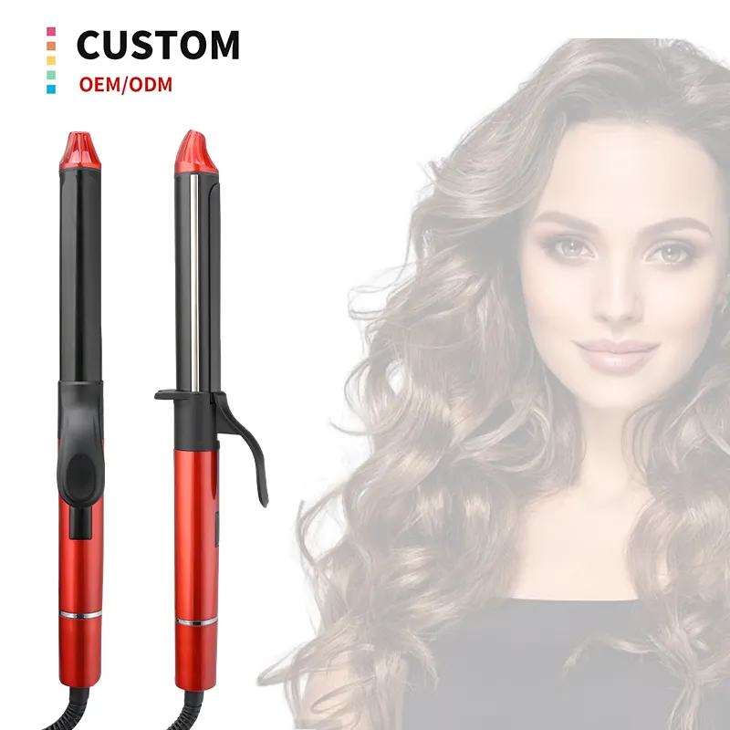 Custom Color Hair Curler Lcd Display Keramische Coating Premium Krultang Kachel Met Houder