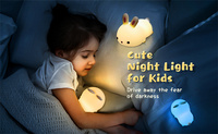 Lampe de chevet pour enfants Onefire rechargeable à brancher, LED douce au toucher, lapin en silicone, veilleuse avec fonction de changement de couleur