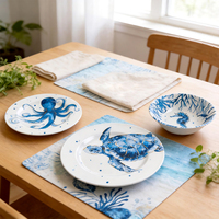 MUW Bestwares OEM – Assiettes et bols ronds personnalisés en mélamine, motif tortue de mer bleue et pieuvre, compatibles lave-vaisselle, pour restaurant