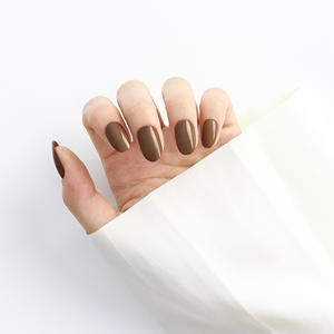 AIERFEI, 24 Uds., superventas, Color sólido, marrón, corto, ovalado, suave, Gel, bonita Prensa en <span class=keywords><strong>uñas</strong></span> postizas, venta al por mayor, suministros para <span class=keywords><strong>uñas</strong></span> - Product Image 2