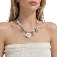 Nouveau Collier Sportif 2026 en Alliage avec Perles Colorées, Coquillages et Étoiles de Mer, Style Balnéaire pour Femme, Chaîne de Clavicule