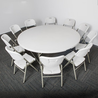Table de banquet ronde pliable en plastique blanc de grande qualité, 72 pouces