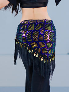 <span class=keywords><strong>Robe</strong></span> de danse du ventre en soie/coton à paillettes scintillantes |   <span class=keywords><strong>Ceinture</strong></span> à glands brodée et perlée |   Tenue de danse <span class=keywords><strong>orientale</strong></span> polyvalente - Product Image 1