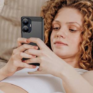 Custodia in TPU con struttura in fibra di carbonio per Cover antigraffio spazzolata <span class=keywords><strong>Realme</strong></span> <span class=keywords><strong>C55</strong></span> - Product Image 6