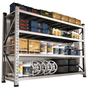 Scaffali in Acciaio Inox a 4 Ripiani Senza Bulloni per Garage, Produzione di Scaffalature e Mensole per Stoccaggio - Product Image 1