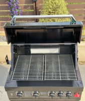 Barbecue à gaz encastrable moderne, cuisine extérieure modulaire avec 5 brûleurs, brûleur infrarouge arrière et fenêtre de visualisation pour les fêtes barbecue