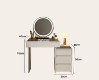 JIAMEIJIA Table de toilette moderne en bois en gros - Coiffeuse élégante avec miroir éclairé réglable pour chambre et hôtel, panneau MDF