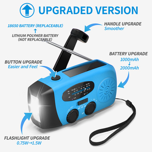 Oem nhà máy xách tay sạc khẩn cấp năng lượng mặt trời Hand Crank 2000mAh FM Đài phát thanh di động khẩn cấp - Product Image 4