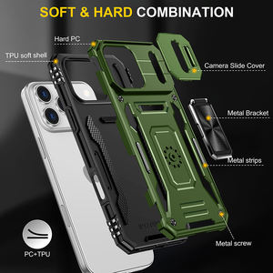 Soporte Metálico para Coche, Funda para <span class=keywords><strong>iPhone</strong></span> 12 Mini, Material Ecológico, 4 Esquinas con Airbag, Deslizador de Lente, Antiarañazos, Resistente al Desgaste, Venta al por Mayor - Product Image 1