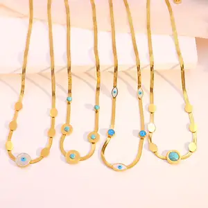 Alta Polido Bohemia Jóias Pingente Colar Aço Inoxidável 316L Flat Snake Chains Gargantilha Olhos Colar para As Mulheres