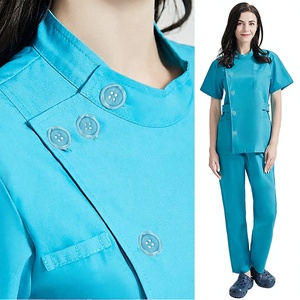 Conjuntos de Uniformes Médicos para Dentistas, Estomatólogos y Enfermeras, Ropa Quirúrgica de Manga Corta para Mujer, Tela Dobby de Poliéster/Algodón, Lavado a Mano - Product Image 1