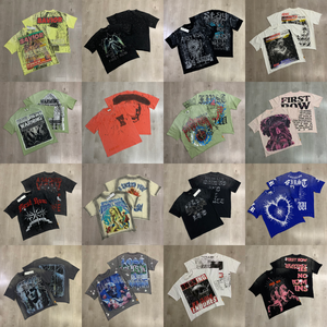 T-shirt da uomo girocollo di alta qualità, nuovo arrivo, 240 grammi, in maglia, streetwear, <span class=keywords><strong>hip</strong></span> <span class=keywords><strong>hop</strong></span>, <span class=keywords><strong>abbigliamento</strong></span> firmato da uomo - Product Image 2
