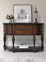 Console d'entrée de style américain, meuble de rangement en bois massif pour couloir, étagère murale semi-circulaire de style campagnard vintage