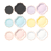 Assiettes en papier jetables à bords festonnés couleur or rose, multicolores pastel pour mariage, anniversaire, fête prénatale, vaisselle de fête, vente en gros