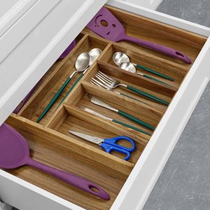 Acacia argenteria cassetto organizzatore posate utensili da cucina regolabili <span class=keywords><strong>cassetti</strong></span> organizzatori accessori da cucina espandibili organizzare - Product Image 4