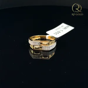 Modern <b>gold</b> <b>ring</b> with dual band design and sparkling stones stylish elegant piece perfect for daily wear and special occasions - Product Image 1